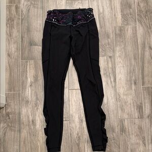 lululemon athletica Black Leggings with Multicolor Waistband